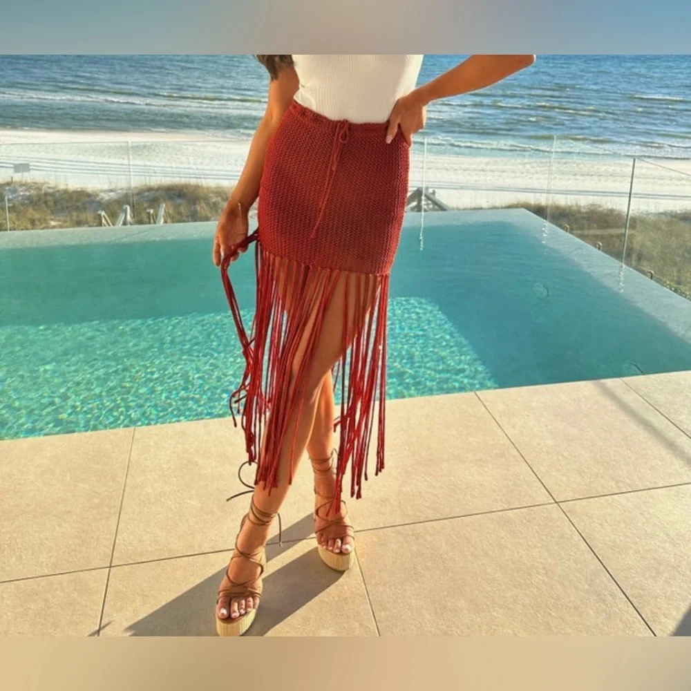 Rust tassel skirt